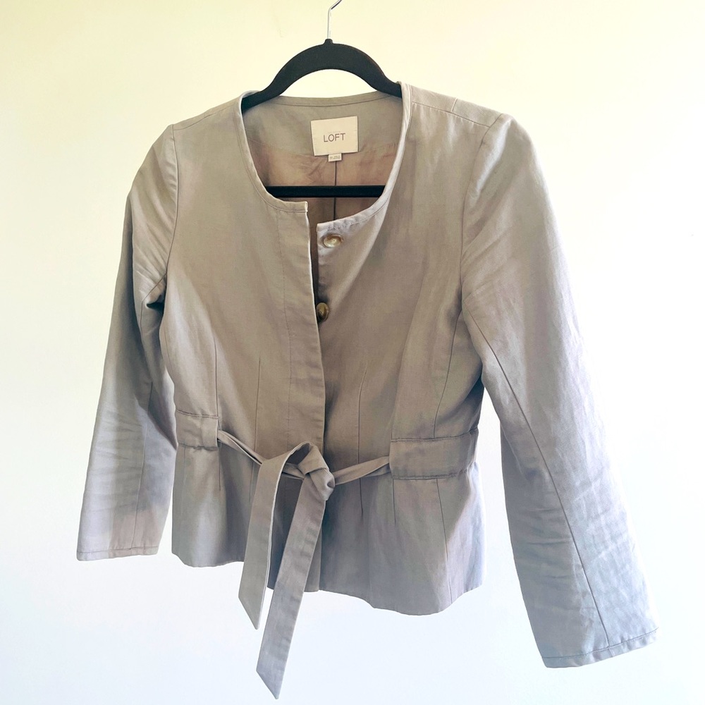 LOFT 3/4 Sleeve Collarless Blazer Size 00